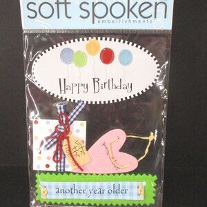 MAMBI Soft Spoken Happy Birthday Dimensional Stickers Brand New Scrapbooking